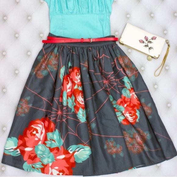 The Oblong Box Shop Spiderweb Roses Skirt - Picture 3 of 7